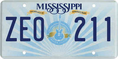 MS license plate ZEO211