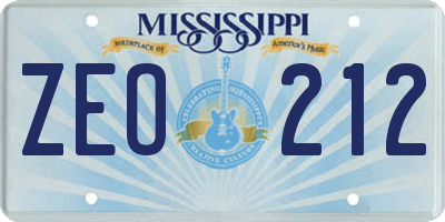 MS license plate ZEO212