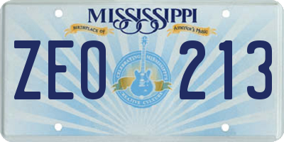 MS license plate ZEO213