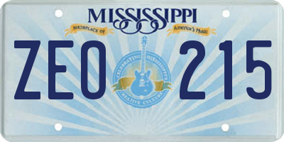 MS license plate ZEO215