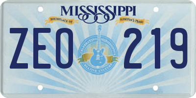 MS license plate ZEO219