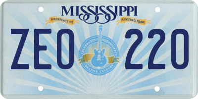 MS license plate ZEO220