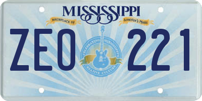 MS license plate ZEO221
