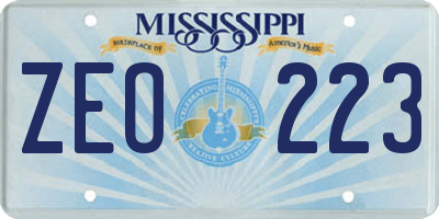 MS license plate ZEO223