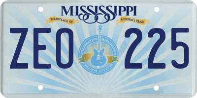 MS license plate ZEO225