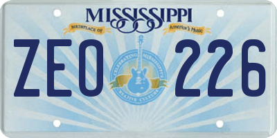 MS license plate ZEO226