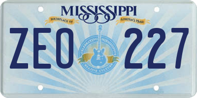 MS license plate ZEO227