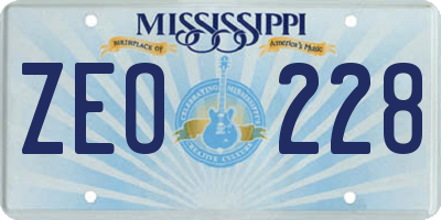MS license plate ZEO228