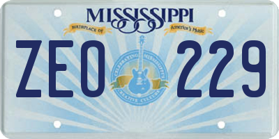 MS license plate ZEO229