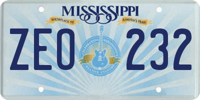 MS license plate ZEO232