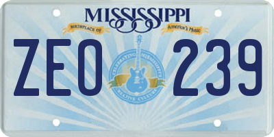 MS license plate ZEO239