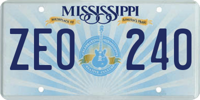 MS license plate ZEO240
