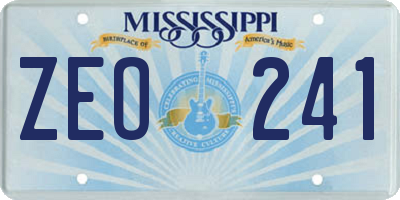 MS license plate ZEO241