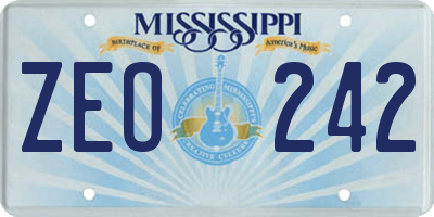 MS license plate ZEO242