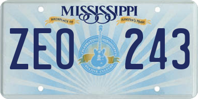 MS license plate ZEO243