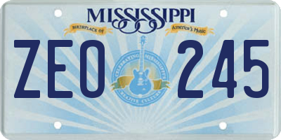 MS license plate ZEO245