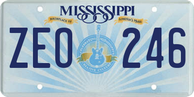 MS license plate ZEO246