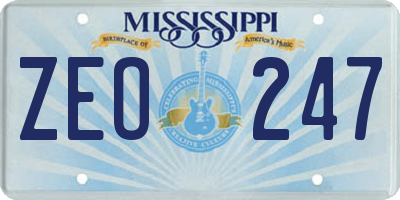 MS license plate ZEO247