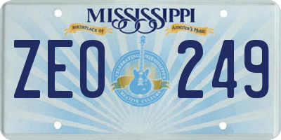 MS license plate ZEO249