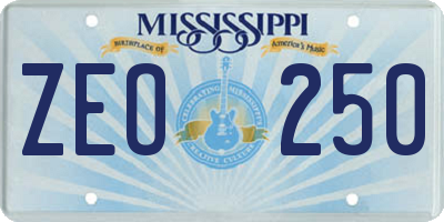 MS license plate ZEO250