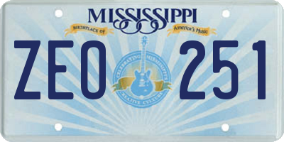 MS license plate ZEO251