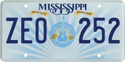 MS license plate ZEO252