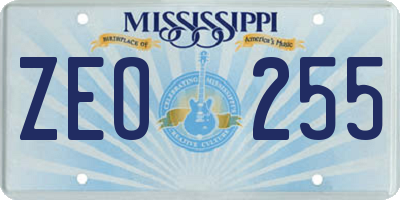 MS license plate ZEO255