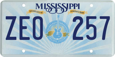 MS license plate ZEO257