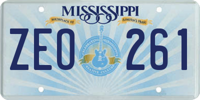 MS license plate ZEO261