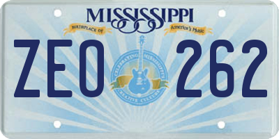 MS license plate ZEO262