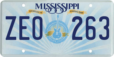 MS license plate ZEO263