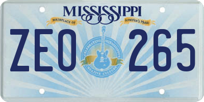 MS license plate ZEO265