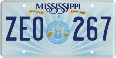 MS license plate ZEO267