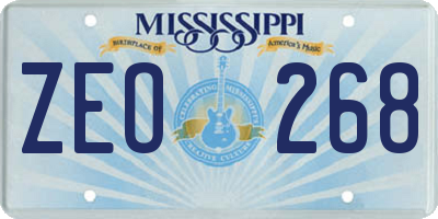 MS license plate ZEO268