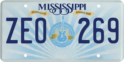 MS license plate ZEO269