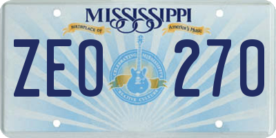 MS license plate ZEO270