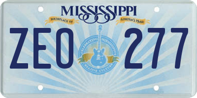 MS license plate ZEO277
