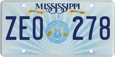 MS license plate ZEO278