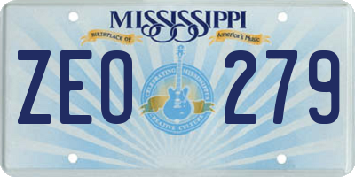 MS license plate ZEO279
