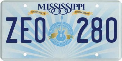 MS license plate ZEO280