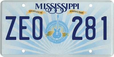 MS license plate ZEO281