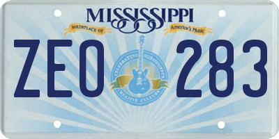 MS license plate ZEO283