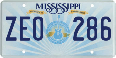 MS license plate ZEO286