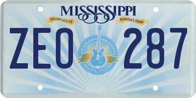 MS license plate ZEO287