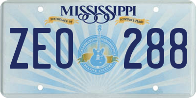 MS license plate ZEO288
