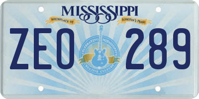 MS license plate ZEO289