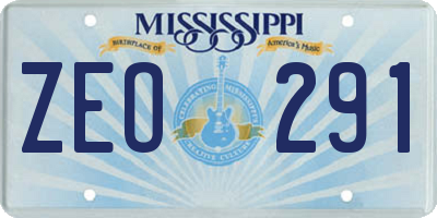 MS license plate ZEO291