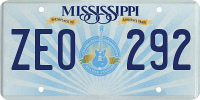 MS license plate ZEO292