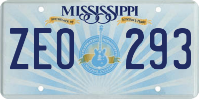 MS license plate ZEO293