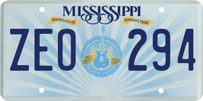 MS license plate ZEO294